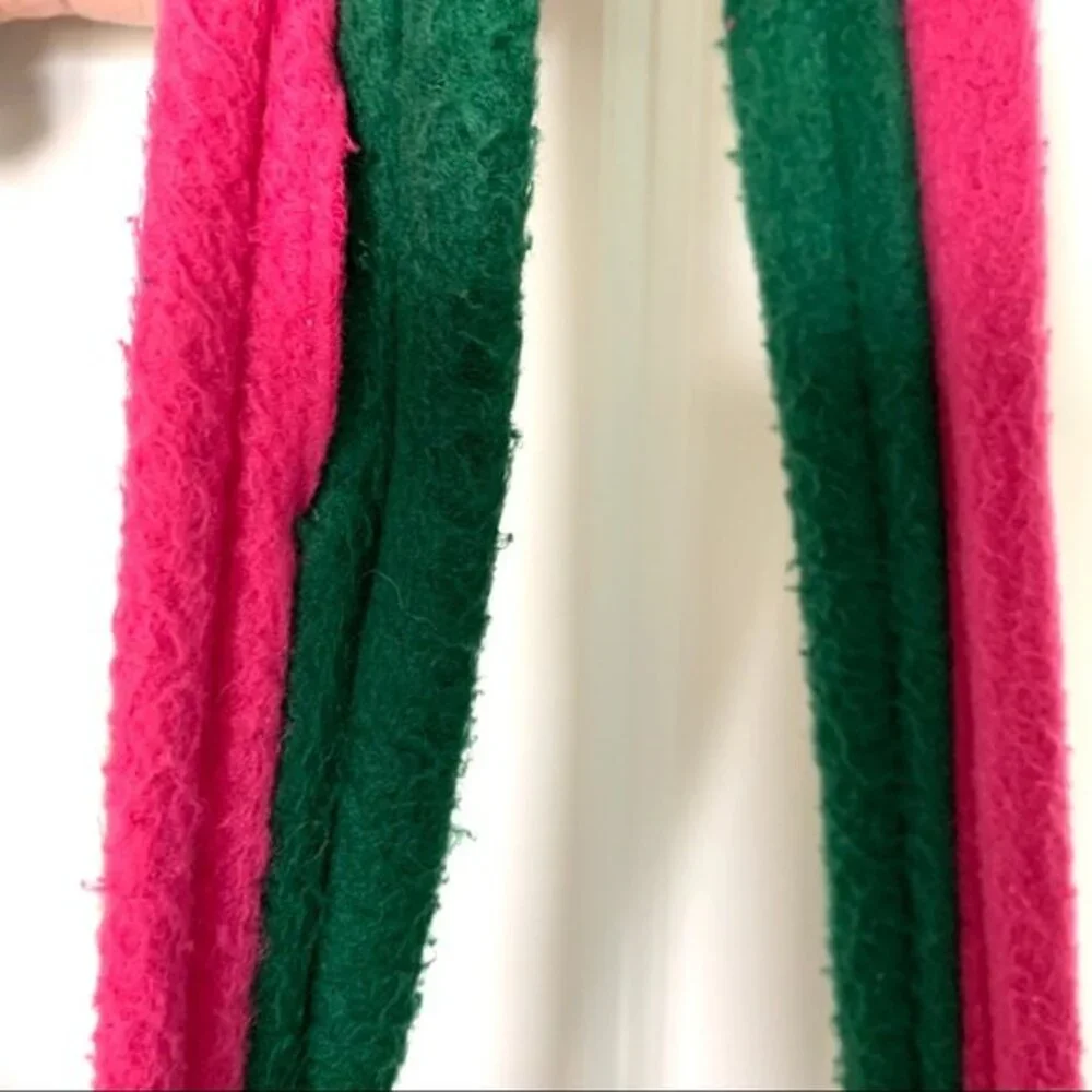 Handmade Fleece Fringe Shoulder Tote Bag Pink White Green